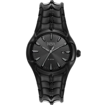 DIESEL ブラック スポーツウォッチ45 Diesel DZ4644 Men's Spiked Black Stainless Steel Chronograph Watch